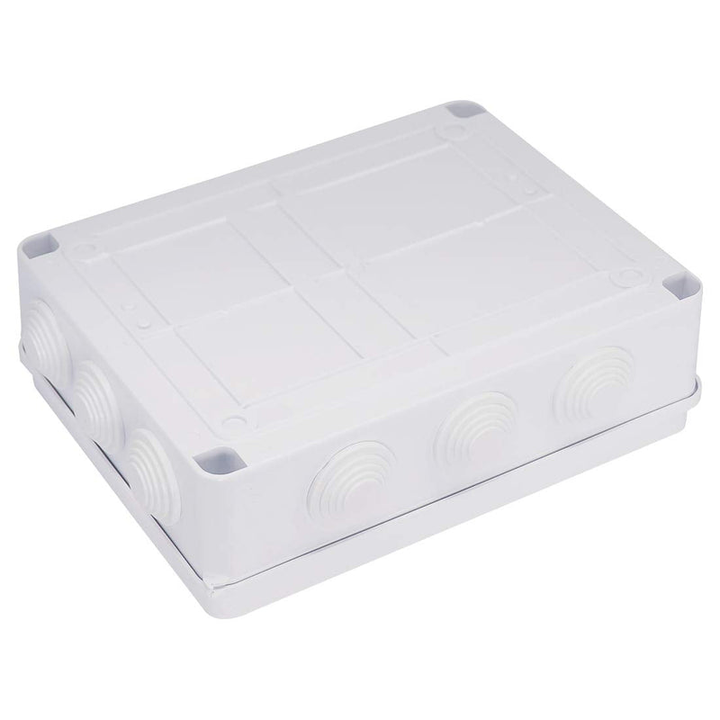 Zulkit Junction Box ABS Plastic Dustproof Waterproof IP65 Universal Electrical Boxes Project Enclosure White 10 x 7.9 x 3.1 inch (255 x 200 x 80mm) 10" x 7.9" x 3.1" With Holes