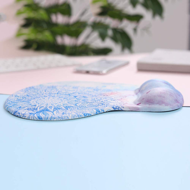 Mandala Ergonomic Mousepad with Wrist Support - Protect Your Wrists and De-Clutter Your Desk - Premium Mouse Pad with Wrist Rest - Latest Custom Non-Slip Design (Datura)