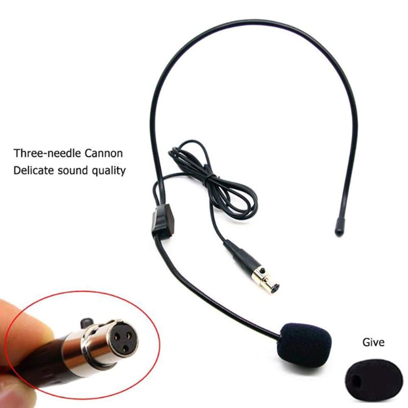 Headset Condenser Microphone with Microphone,3 Pins Mini Over Ear Omnidirectional Head Mic TA3F Plug,Hands Free Head Wear Headset Studio Microphone Black