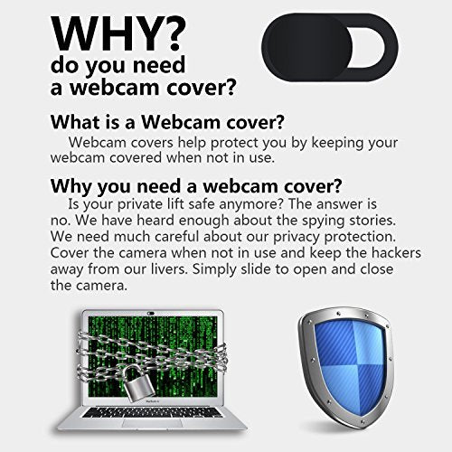 6-Pack Webcam Cover Compatible with iMac/MacBook/Laptop/Desktop/Tablet/Cell Phone - Slide Webcam Cover with Industry Leading 0.027" Thickness for Privacy Security
