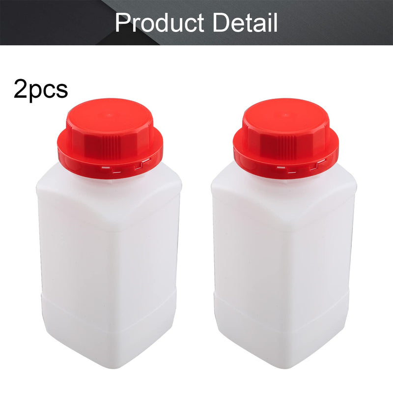 [AUSTRALIA] - Othmro Plastic Lab Chemical Reagent Bottle 1000ml Wide Mouth Sample Sealing Liquid Storage Translucent Container Red cap 2pcs 1000ml translucent red 2pcs 