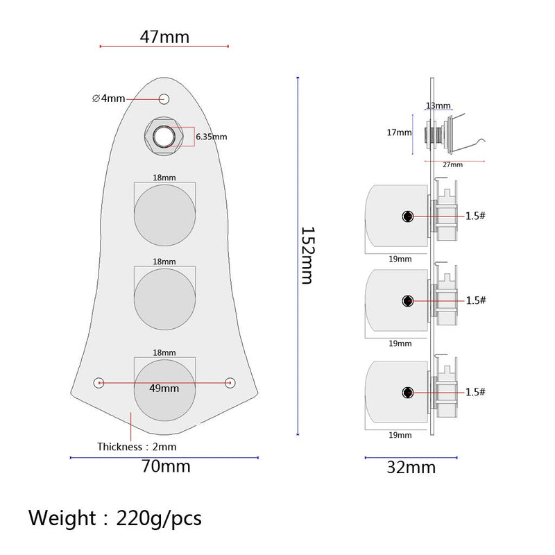 Alnicov Fully Loaded Control Plate Pre-Wired Control Plate With Chrome Metal Cap for Jazz Bass J Style Bass Guitar