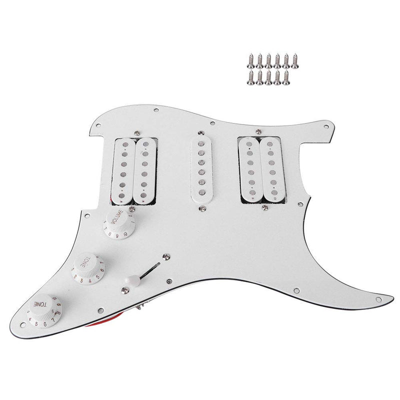 Electric Guitar Board, Metal PVC Guitar Pickguard Humbucker with HSH Pickup Loaded Prewired for Fender Strat(White) White