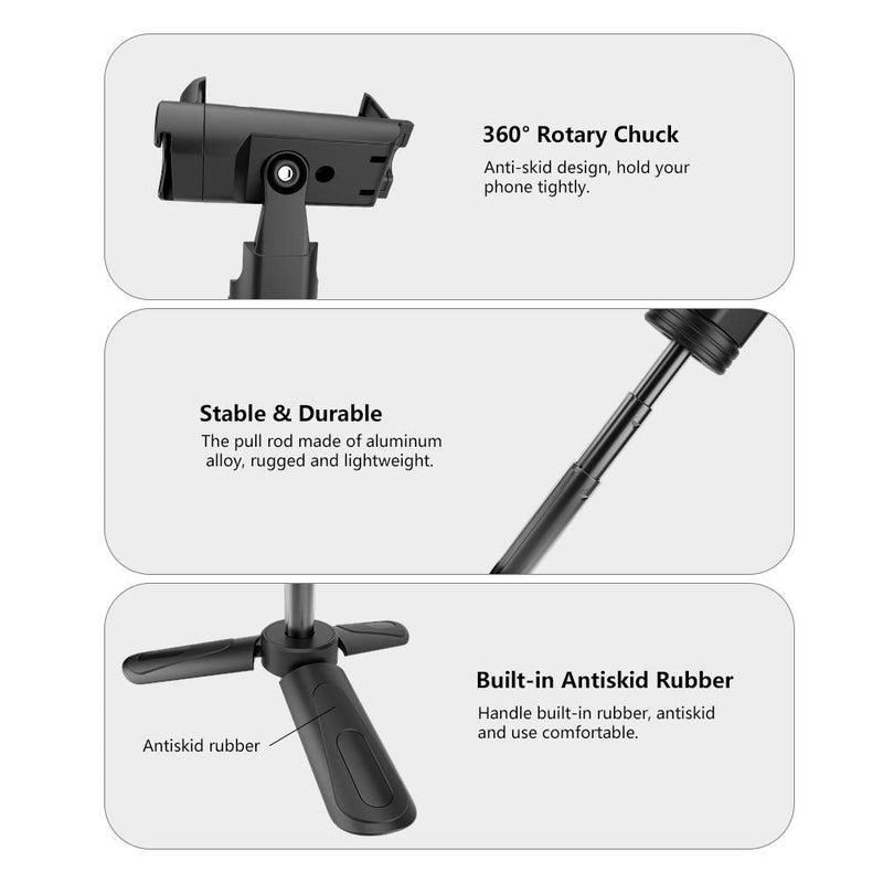 Phone Tripod, MOUNTDOG Portable Webcam Stand Mini Tripod Phone Holder, Extendable Tabletop Tripod Desktop Tripod Legs Compatible with iPhone/Camera/Samsung/Smartphone/Webcam, 360° Rotation, Black
