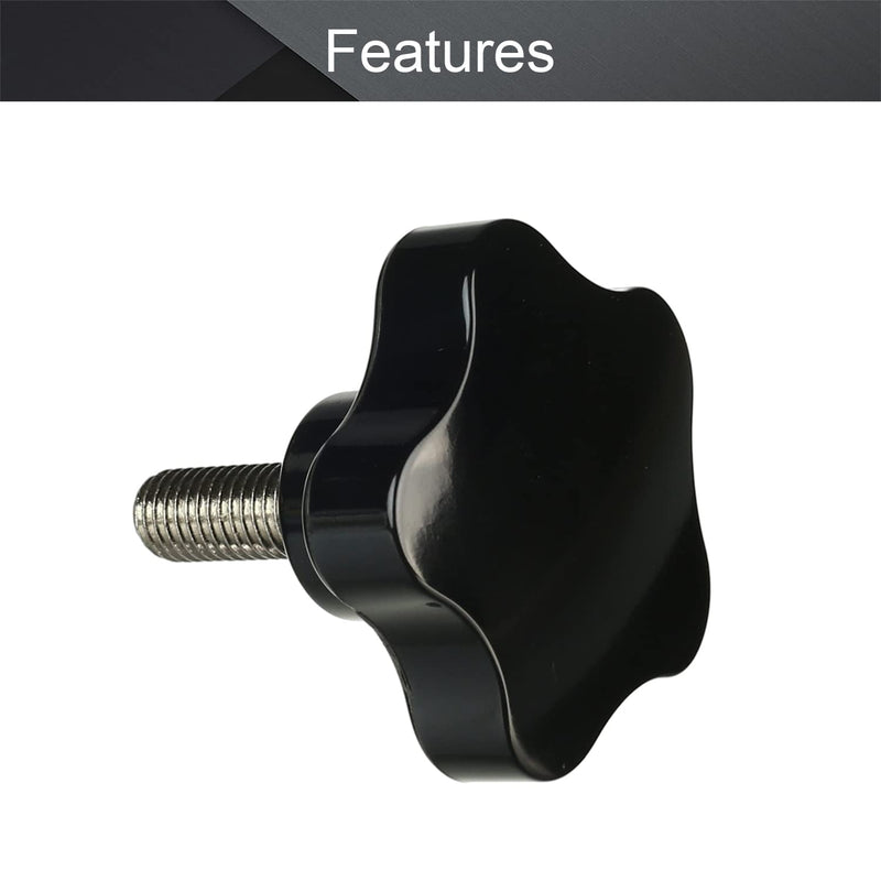 Othmro 2Pcs M12 Black Handle 65mmx30mm Galvanized Star Head Male Screw Type Clamping Knob Star Knobs Five Star Handle Threaded Knobs for Saw Drill Press Lathe Routing Jigs(Without Washer) M12x65x30，2pcs