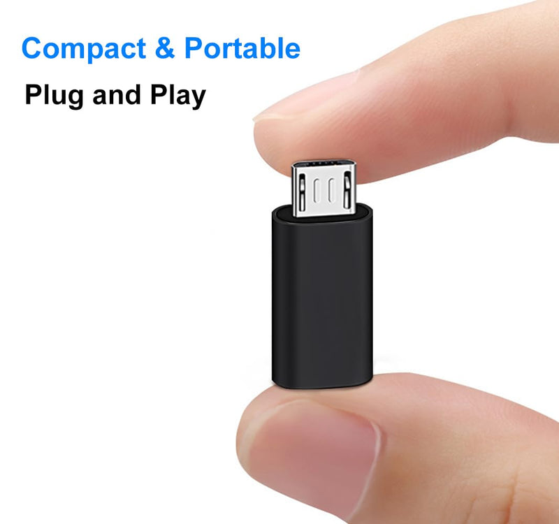 USB C to Micro USB Adapter, USB Type C Female to Micro USB Male Adapter Compatible with Samsung Galaxy S7/S6/S5/S4/S3, Note 5/4/3, Android Phones, Tablets and Other microUSB Devices (Black) Black