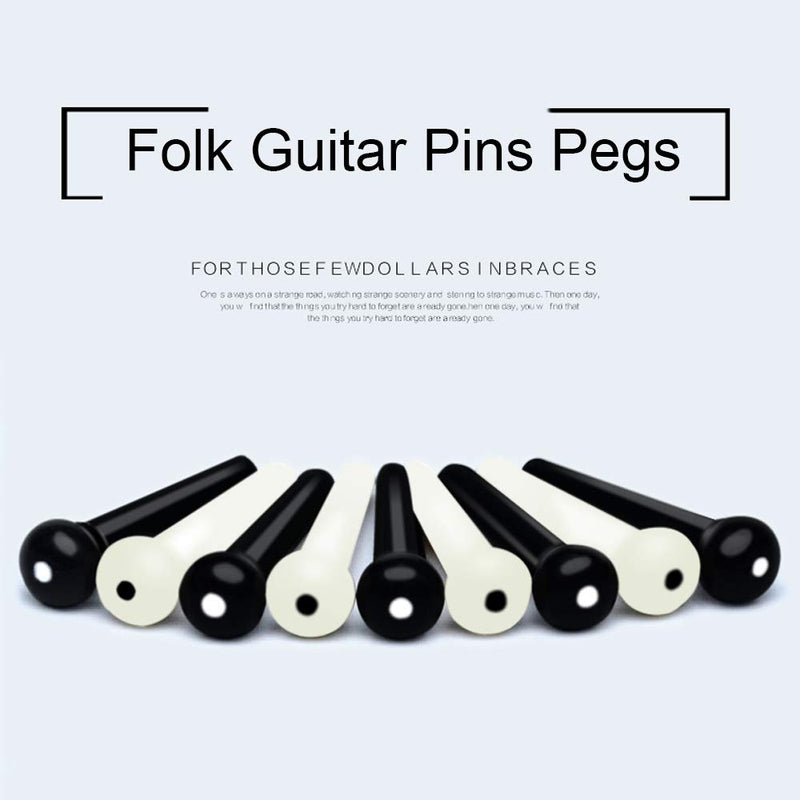 24pcs Acoustic Guitar Bridge Pins Pegs with 1pc Bridge Pin Puller Remover, Ivory & Black-Mudimu