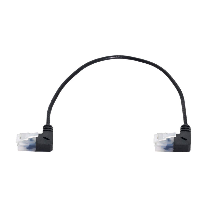 [AUSTRALIA] - Xiwai Ultra Slim Cat6 Ethernet Cable RJ45 Left Angled 25cm UTP Network Cable Patch Cord 90 Degree Cat6a LAN for Laptop Router TV Box Black Angled Left-Left 