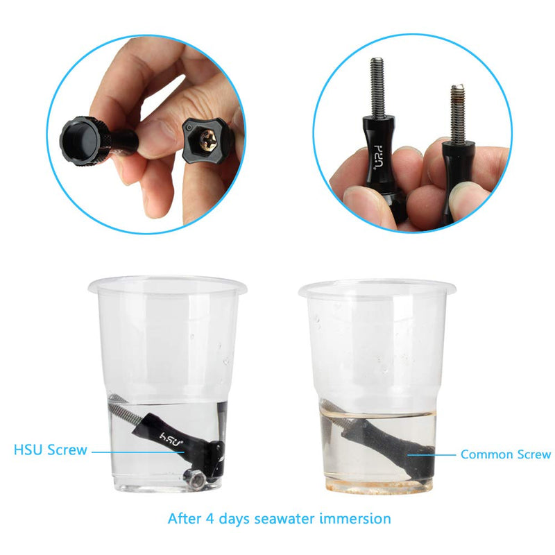 HSU Aluminum Thumbscrew Set + Wrench for Gopro Session,Hero 10, 9, (2018),Hero 8/7/6/5/4/3+/3/2/1, AKASO Campark and Other Action Cameras (Black,3Pcs) Thumbscrew Set + Wrench(Black)