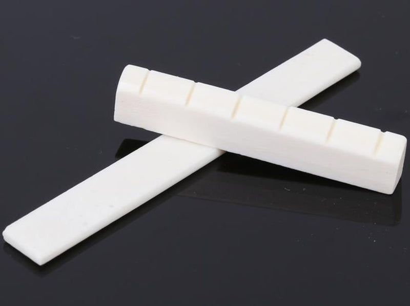 MINGZE 6 String Acoustic Classical Guitar Bone Bridge Saddle and Nut Made of Real Bone (For Classic) For Classic