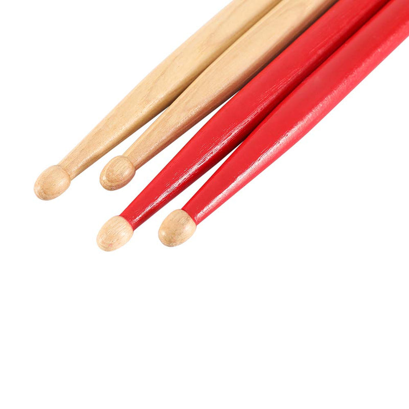 7A Hickory Drumstick 4 Pairs - Red and Natural Wood Tip for Adults and Kids.Musical Instrument Percussion Accessories,with Carrying Bag.Handmade