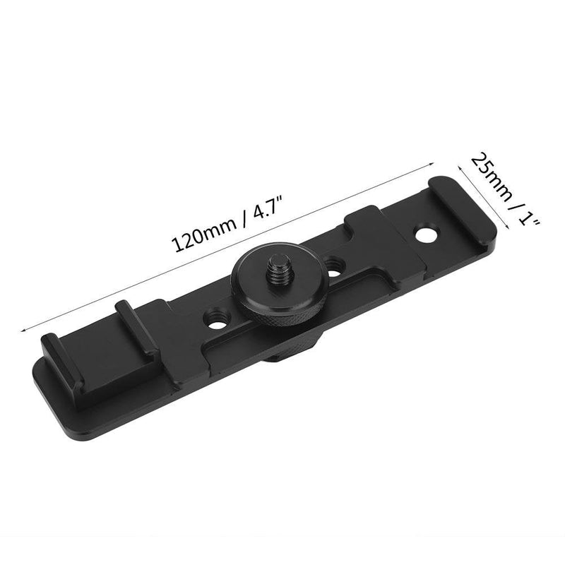 Vbestlife Camera Dual Hot Shoe Extension Bar Mount Bracket for Fill Light Microphone