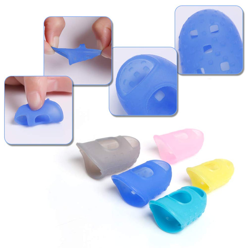 35pcs Guitar Silicone Finger Protector,Color Fingertip Protection Covers Caps in 5 Sizes for Beginner Playing Ukulele Electric Guitar and 5 Guitar Picks