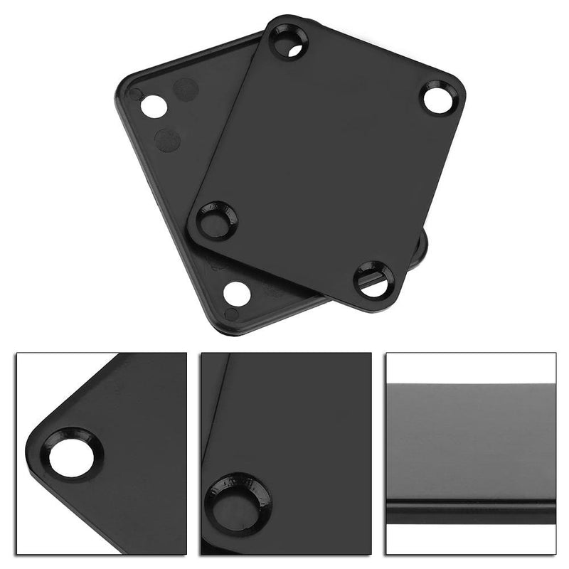 Guitar Neck Plate, Steel Alloy Durable Reinforced Steel Alloy Neck Plate with Screws Parts for Electric Guitar Bass(Black) Black