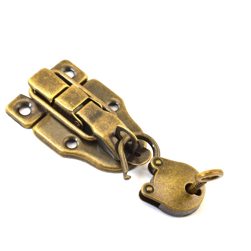 Retro Bronze Duckbilled Toggle Hasp Latch and Padlock Kits for Tool Box, Jewelry Box, Wooden Box, Gift Box, etc