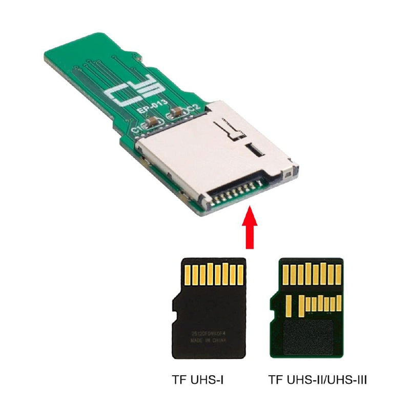 Cablecc TF Micro SD Male Extender to TF Card Female Extension Adapter PCBA SD/SDHC/SDXC UHS-III UHS-3 UHS-2 Green TF Male to TF Female