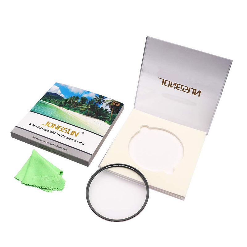 JONGSUN 105mm UV Filter, S-Pro HD Nano MRC16 Camera Ultraviolet Protection Filter, 16 Layers Multicoated, Schott B270, Ultra-Slim, Lens Cloth Kit