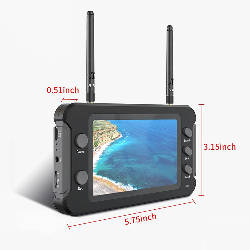 SoloGood 4.3" FPV Monitor with DVR 40CH 800 x 480 IPS Display Receiver Built in Battery 5.8Ghz for RC Multicopter FPV Drone Parts.