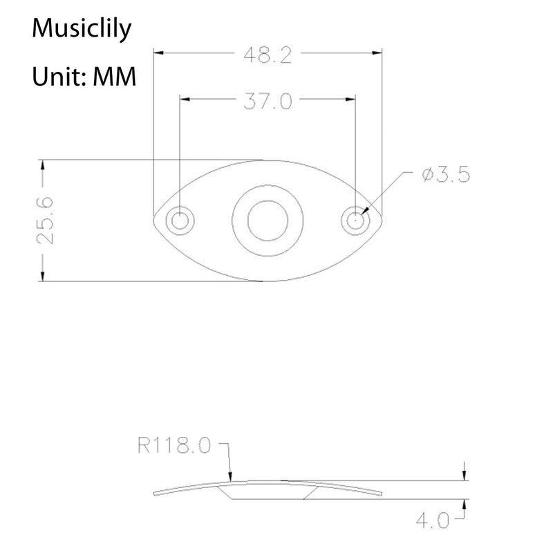 Musiclily 1/4" Oval Guitar Input Jack Output Plate Jackplate Socket for Fender Strat Tele, Black