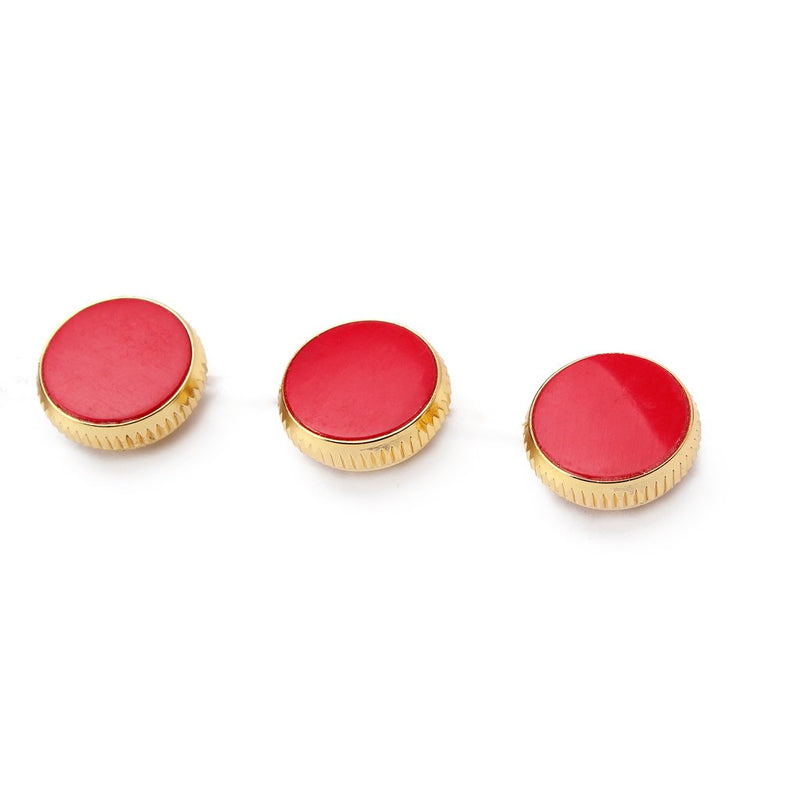 Alnicov Gold Plated Stone Inlays Trumpet Finger Buttons for Trumpet Replacement Red Set of 3