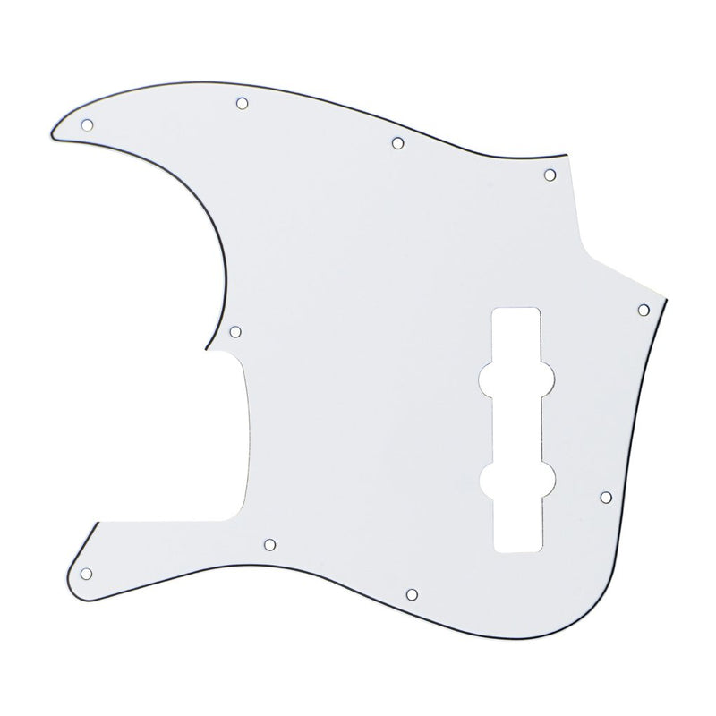 FLEOR 10 Hole Jazz Bass Pickguard 3Ply Scratch Plate without Truss Rod Notch for Fender Standard 4 String Model Jazz Bass Guitar, White