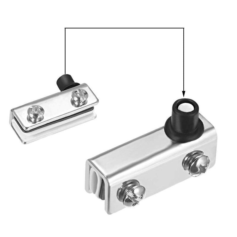 uxcell 5-6mm Glass Door Single Head Magnetic Catch Latch ABS White with Clamp 2 Set