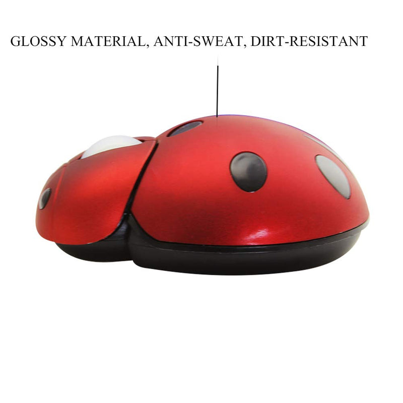 elec Space 2.4G Wireless Mouse Small Cute Animal Ladybug Shape 3000DPI Portable Mobile Optical Mouse with USB Receiver 3 Buttons Cordless Mouse for PC Mac Laptop Computer Notebook (Red) red