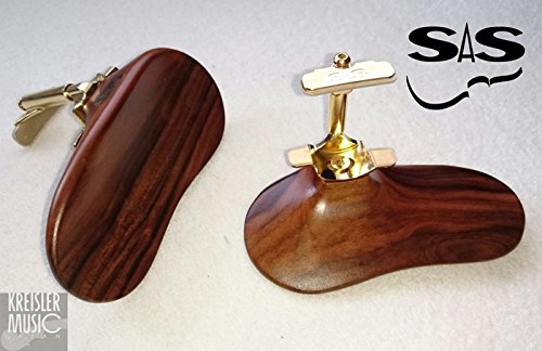 SAS Rosewood Chinrest for 3/4-4/4 Violin or Viola with 24mm Plate Height and Goldplated Bracket