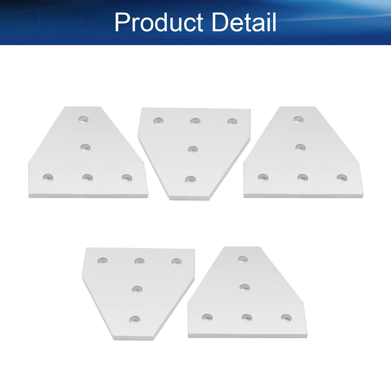 [AUSTRALIA] - Yinpecly Aluminum Alloy T Shape Outside Joining Plate 2.36" x 2.36" x 0.16"(LxWxT) with 5-Hole Joint Bracket Hardware for 3D Printer Parts 2020 Aluminum Profile Corner Bracket Plate Silver Tone 5pcs 2020T-5 5pcs 