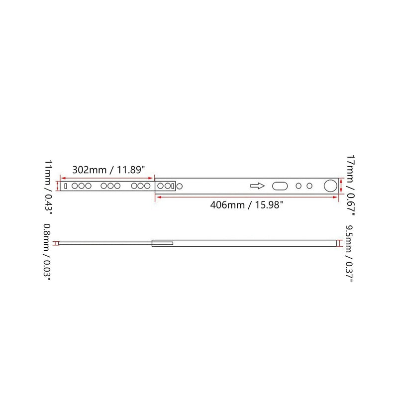 MroMax 16Inch Drawer Slides, 2 Fold Ball Bearing Slide Track Rail 2 Sections Steel Heavy Runners Ball 2 Way Slide Track Rail 0.67Inch Wide Silver White 1 Pair