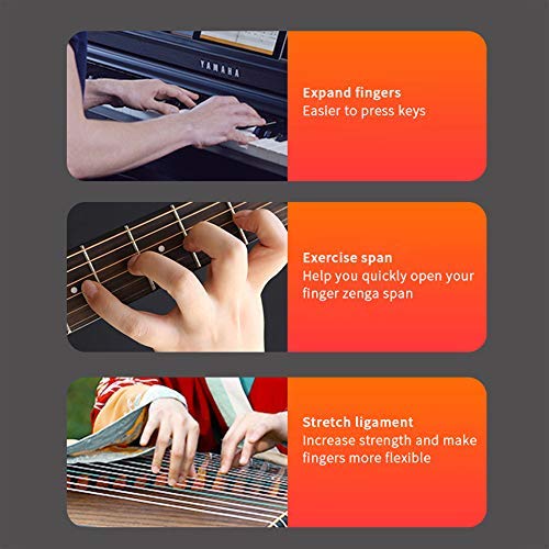 ORETG45 Finger Extender, Guitar Extension Instrument Accessories, Musical Instrument Finger Tools, Finger Strength Piano Span Practice for Beginners richly Black, Male