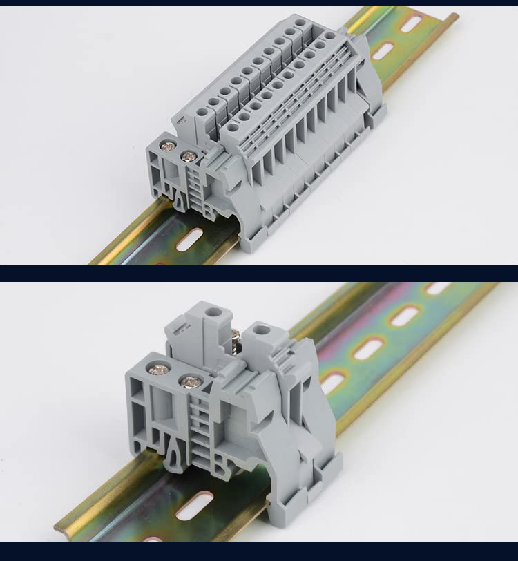 Fielect 35mm 0.2-10mm2 E/UK DIN Rail Mount Fuse Holder Terminal Block DIN Rail Terminal Block End Bracket Stopper Din Rail Screw Fixed Terminal Block Gray 10 Pcs E/UK 10 Pcs