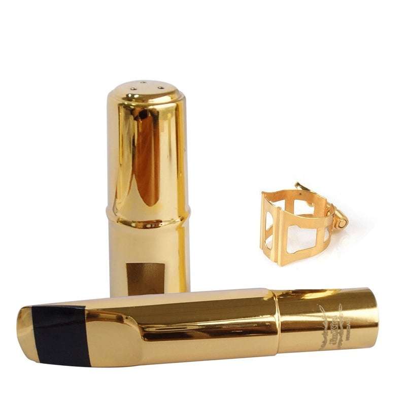 Sax Mouthpiece, Aibay #6 Gold Plated Bb Soprano Saxophone Metal Mouthpiece + Cap + Ligature 6