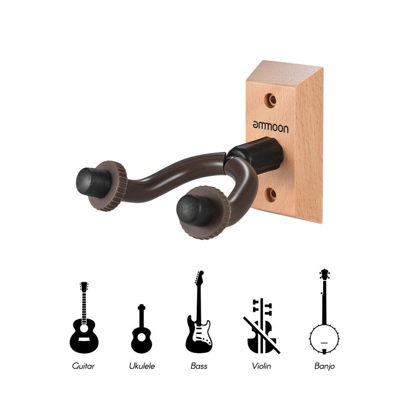 ammoon Guitar Hanger Wall Mount Holder for Electric Acoustic Guitars Bass Ukulele String Instrument (1 Pack)