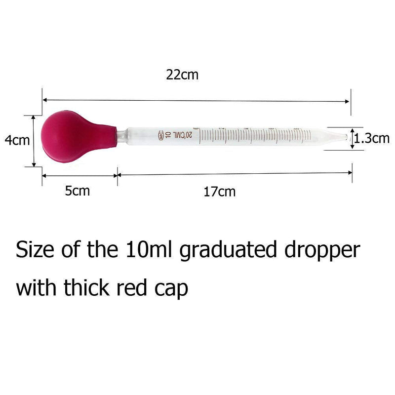 OESS Thick Glass Graduated Dropper Pipettes with Rubber Caps 10ml 4PCS