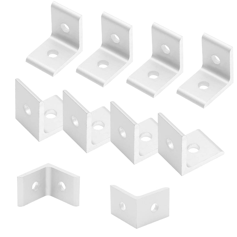 Qjaiune 10Pcs 4040 Inside Corner Bracket Gusset, Silver 4080 Aluminum Extrusion Brackets, 2 Hole Aluminum L Bracket Connector for 4040 Series Aluminum Extrusion Profile with Slot 8mm