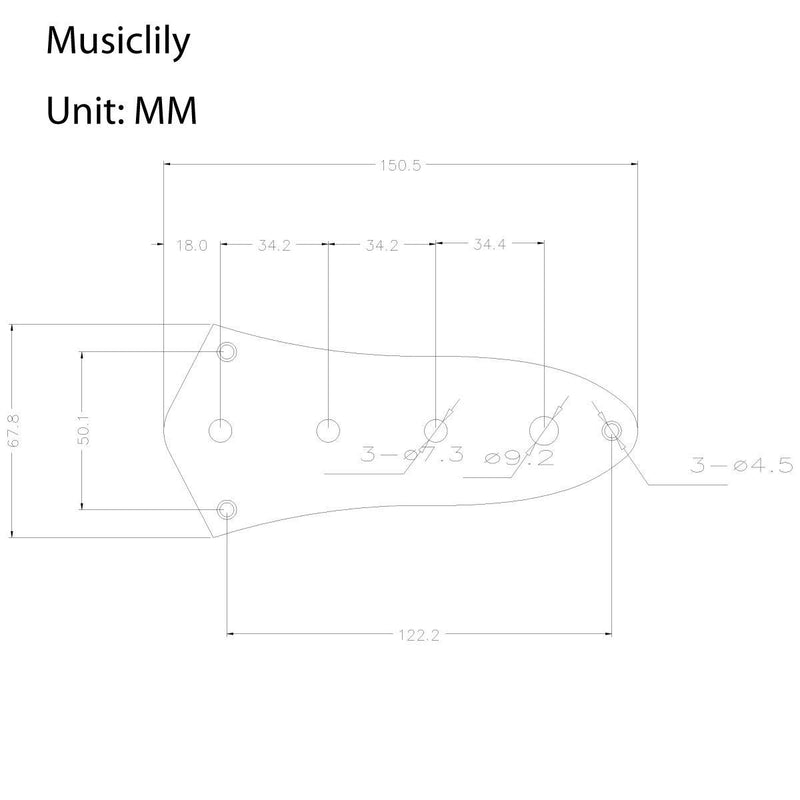 Musiclily 4 Hole J Bass Control Plate for Jazz Bass Replacement, Black