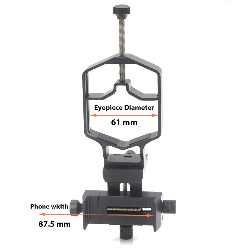 3-Axis High-Precision Telescope Phone Adapter - ACCUVIEW Digiscoping Smartphone Holder Metal Mount for Spotting Scope Binocular Monocular Microscope|Fits All Cell Phone Cameras/Max 2.4" Eyepiece Black 1