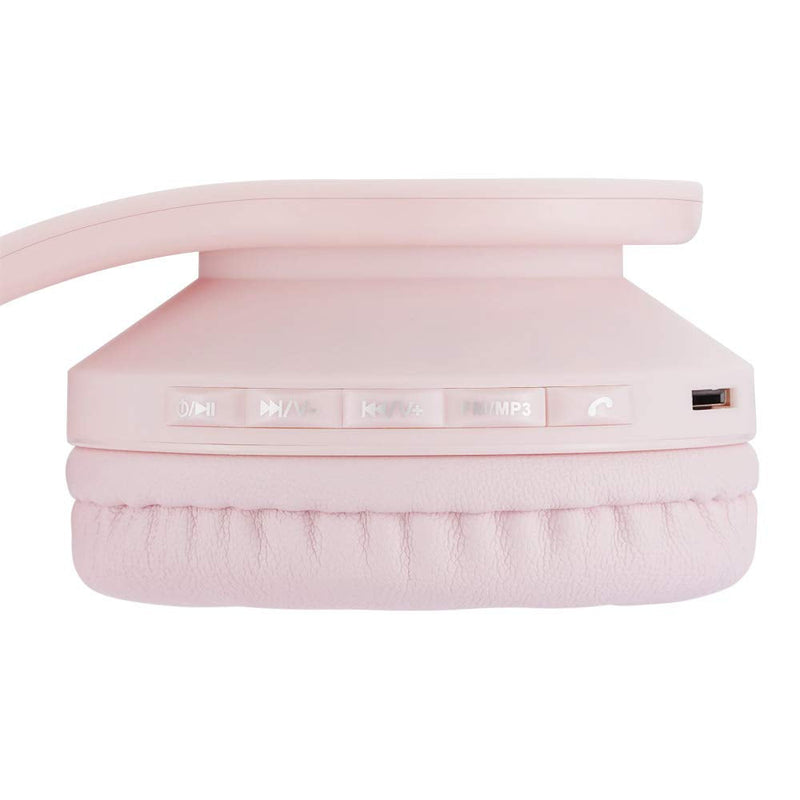 [AUSTRALIA] - Bluetooth Headphones for Kids, PowerLocus Wireless Foldable Headphones Over Ear, Headphone with Microphone, 85DB Volume Limit, Wireless and Wired Headset with Micro SD, FM for Cellphones, Tablets, PC Pink 