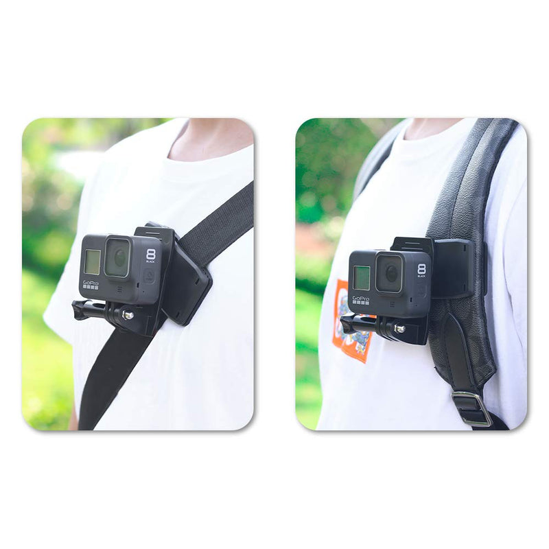 SUREWO Backpack Strap Mount Quick Clip Mount Compatible with Gopro Hero 10/9/8/7/6(2018)/5 Black,DJI Osmo Action and More Backpack Clip Mount for GoPro