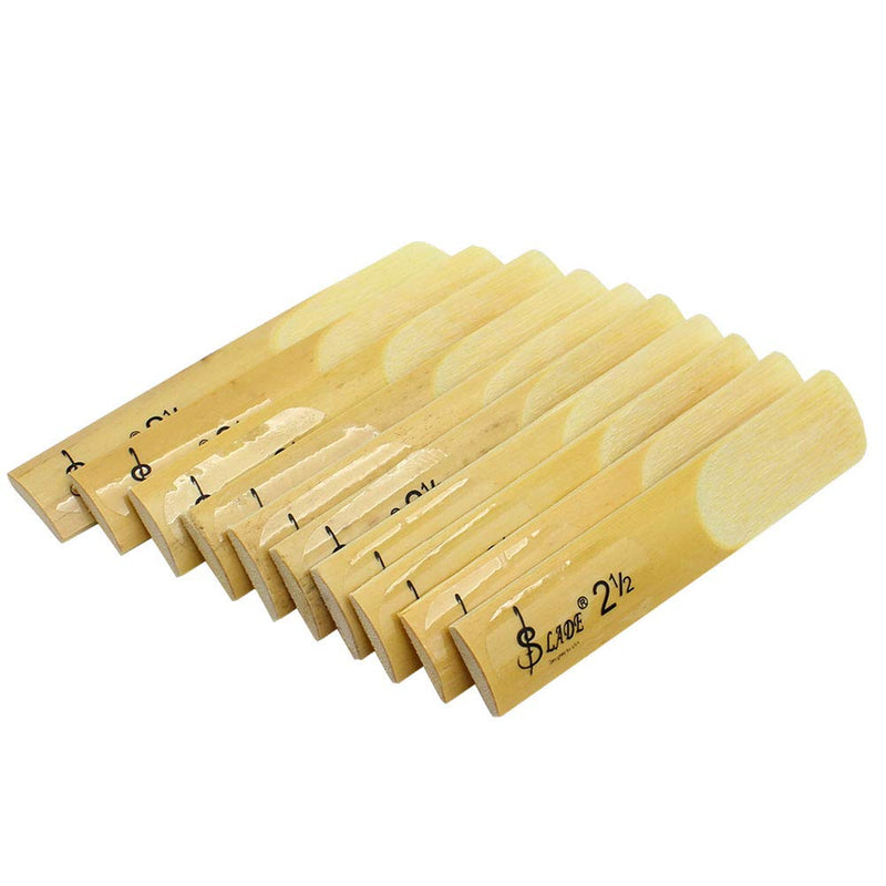 Bnineteenteam Tenor Saxophone Reeds, Saxophone Bamboo Reeds Replacement Strength 2.5 Fit for Alto bB Saxophone (10 Pcs a Set