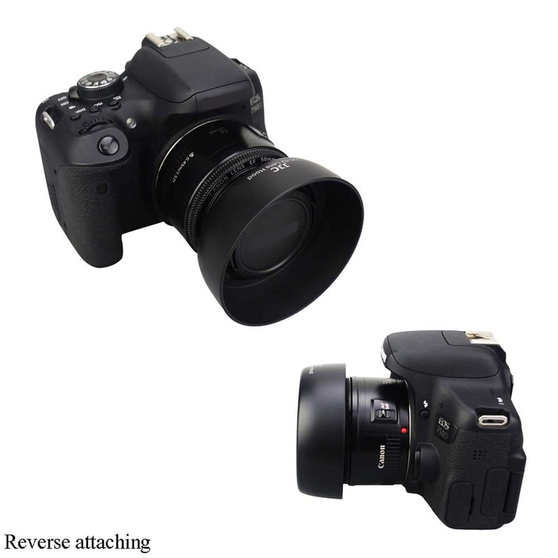 JJC Camera Lens Hood Shade Fits for Canon EF 50mm f/1.8 II Replaces Canon ES-62 Hood Reverse Attaching ABS -Black