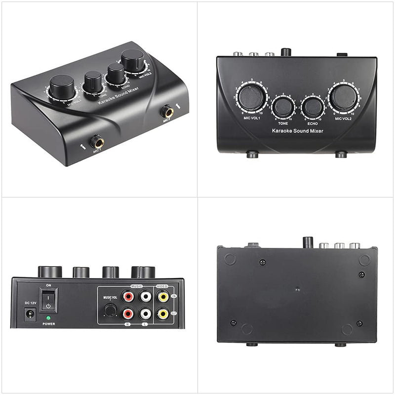 Btuty Karaoke Sound Mixer Dual Mic Inputs With Cable N-1 Black Color