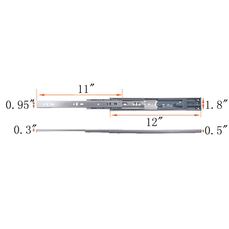 [AUSTRALIA] - YIOVVOM A Pair Metal Quiet Ball Bearing Full Extension 3 Section Drawer Slide, Side Mount with Simple mounting Screws(Cold Rolled Steel Black 30cm/12 Inch) Cold rolled steel Black 