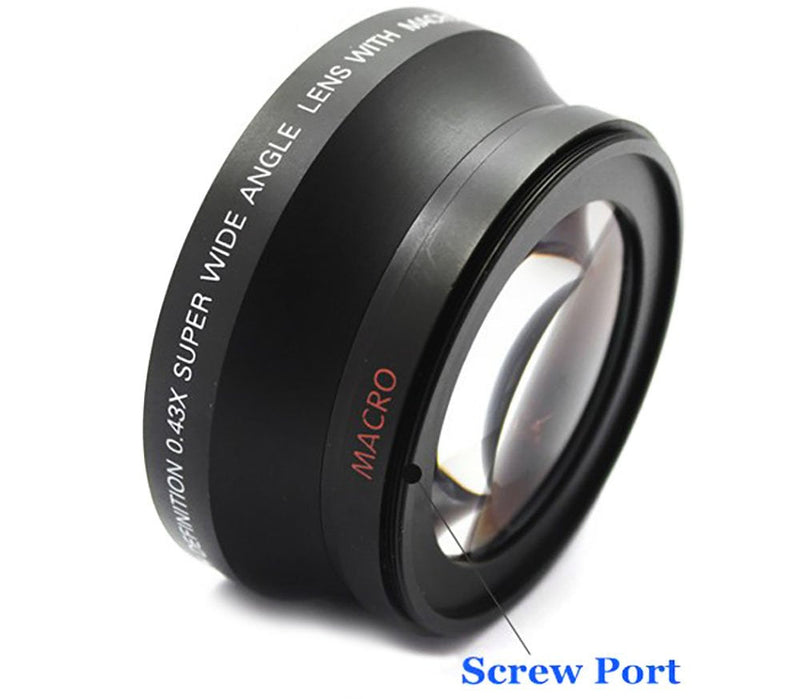 [AUSTRALIA] - 49mm 0.43x Wide Angle Lens with Macro for Panasonic HC-WXF991K, HC-VX981K, HC-X900/M, HC-X920K Camcorder 