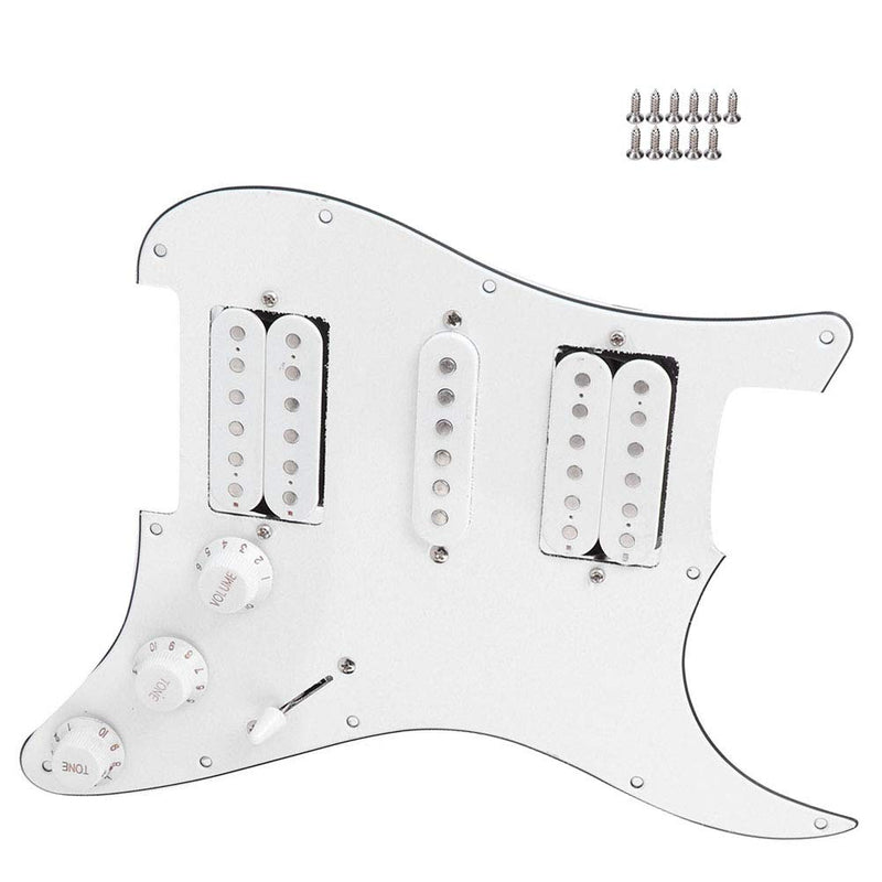 Electric Guitar Board, Metal PVC Guitar Pickguard Humbucker with HSH Pickup Loaded Prewired for Fender Strat(White) White