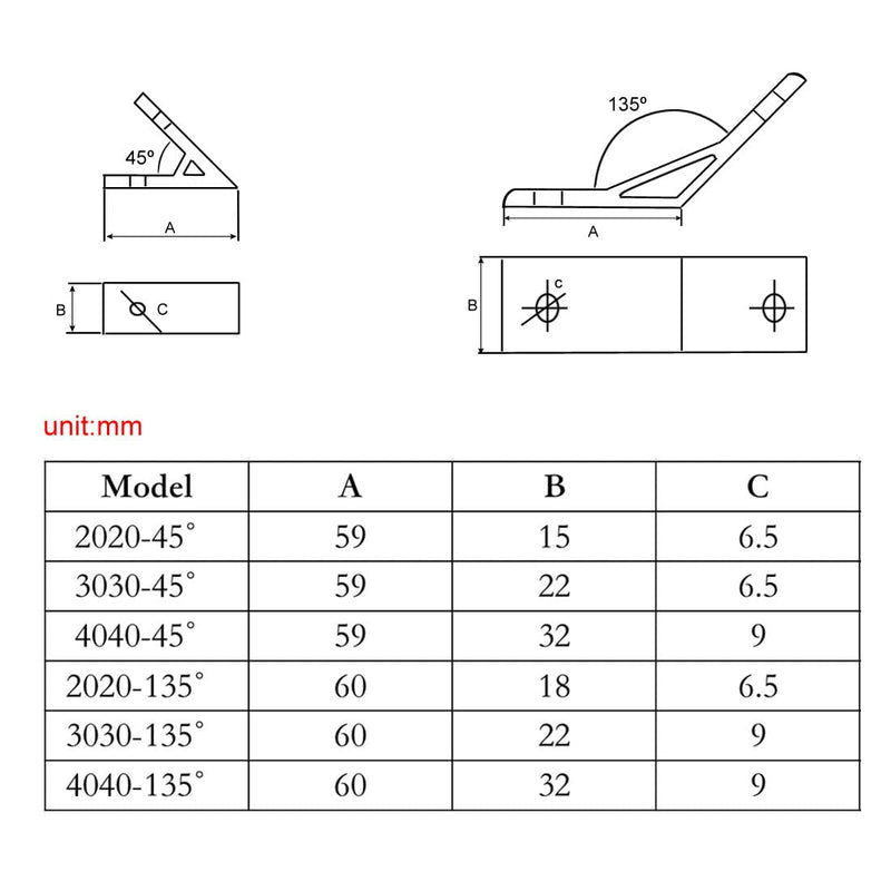 [AUSTRALIA] - uxcell 4040 Aluminum Corner Brackets Profile Corner Joint Connectors Corner Braces (135 Degree Angle) 2Pcs 