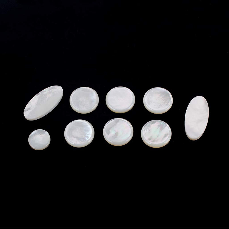 Alnicov High Quanlity 9Pcs/Set Alto Tenor Soprano Saxophone Sax Pearls Key Buttons Inlays Accessories,white shell