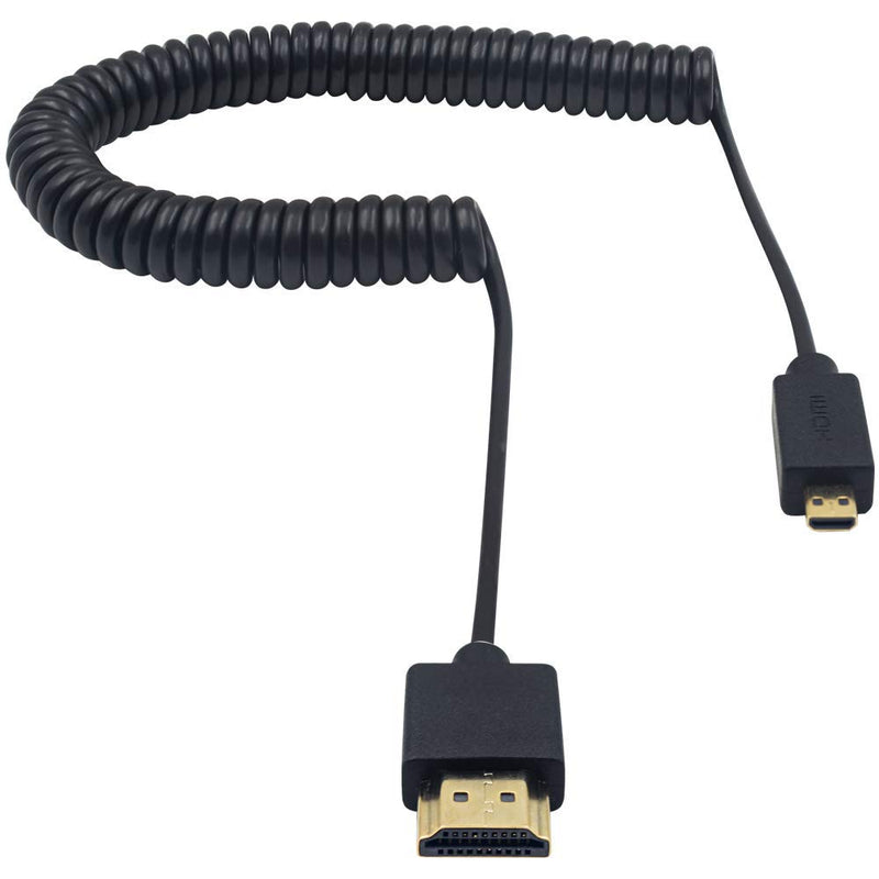 [AUSTRALIA] - Duttek Micro HDMI to HDMI Coiled Cable, HDMI to Micro HDMI Coiled Cable, Extreme Slim/Thin Micro HDMI Male to HDMI Male Coiled Cable for 1080P, 4K, 3D, and Audio Return Channel (2.5M/8.2FT) 2.5M/8.2FT 
