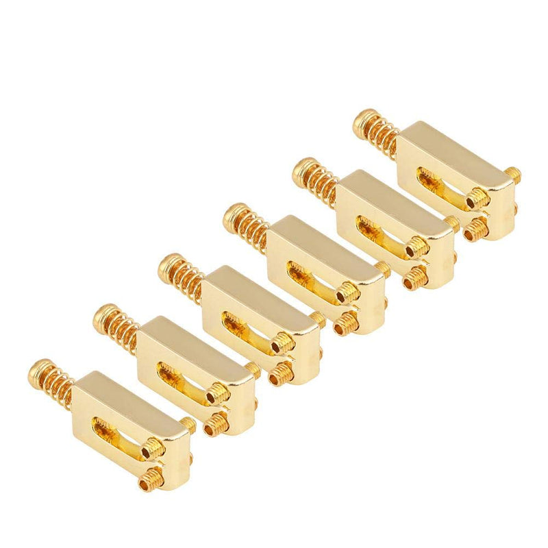 6 Pcs Electric Guitar Tremolo Saddles Bridge for Electric Guitar Replacement with Wrench Gold